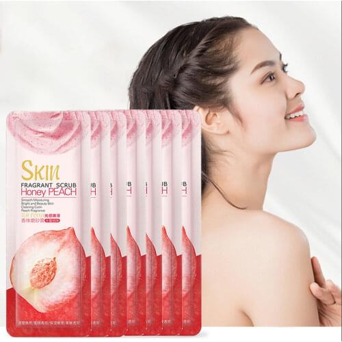 7pcs Laikou Peach Tender Smooth Body Scrub Deep Cleansing Exfoliating Oil-Control Moisturizing Whitening Brighten Skin Care