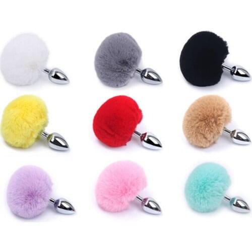 7 Color Stainless Steel Rabbit Tail Anal Plug Bunny Tail Butt Plug Anal Sex Toys Adult Products