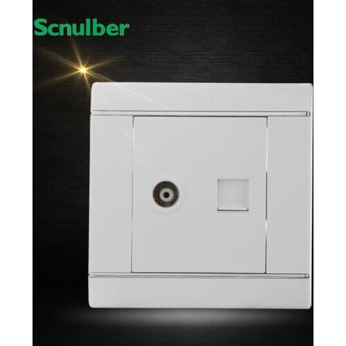 White TV outlet and RJ45 8P reticle Ethernet cable computer wall switch mount panel socket