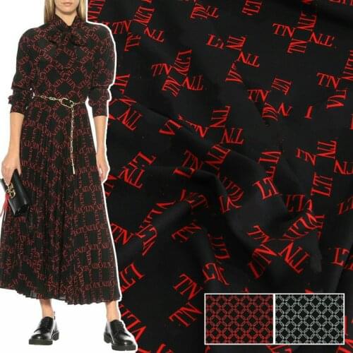 Brand Letter Printed Polyester Crepe De Chine Fabric for Dress Fabrics by the Meter Wholesale Alibaba Express Wholesale