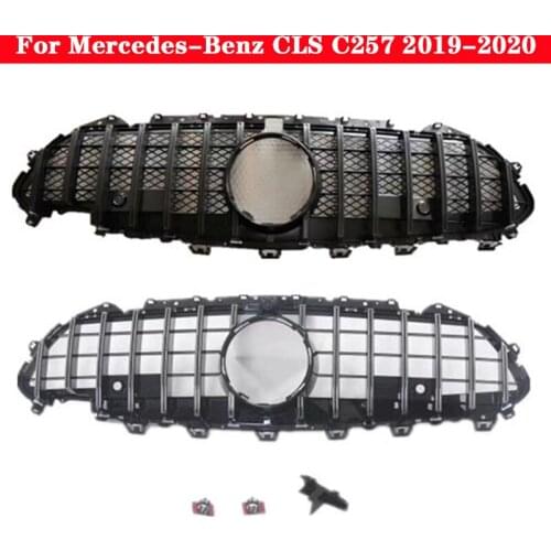 For Mercedes-Benz CLS class C257 2019-2020 Car styling Middle grille GT ABS plastic Silver Black front bumper Center Grille