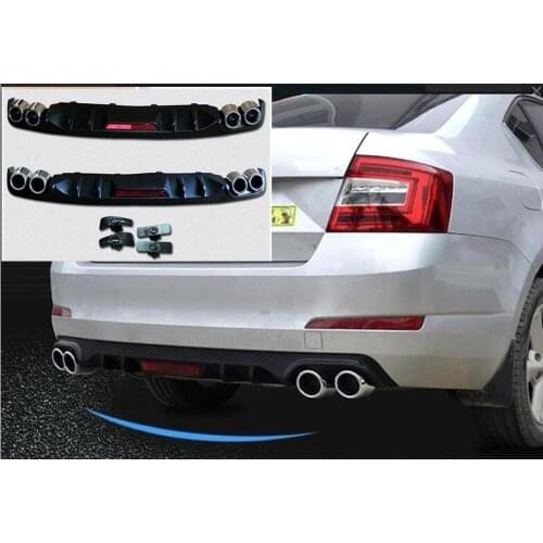 For Skoda Octavia 2014-2018 High Quality ABS Black Rear Bumper Lip Trunk Spoiler Rear Diffuser Protector Car Styling