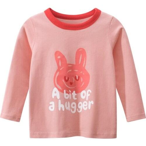 Girls' Long-sleeved T-shirt Oversized New Cartoon Animal Bear and Rabbit T-shirt