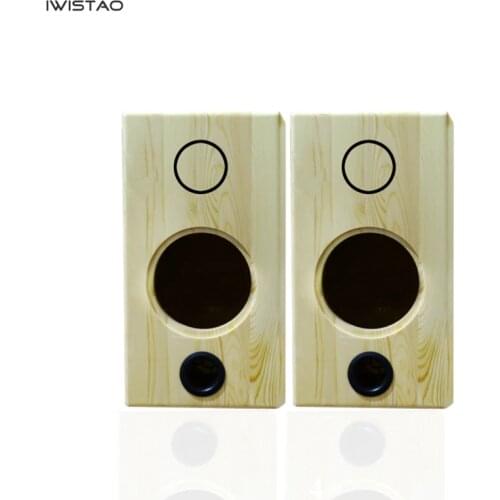 IIWISTAO 6.5 Inch Empty Speaker Enclosure 2 Way Solid Pine Wood Retro Classic Front Inverted Subwoofer HIFI Bookshelf DIY