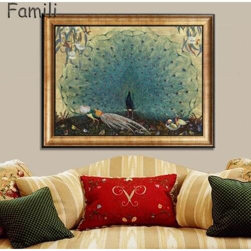Canvas print Wall Painting Prints Home Decor Modern Animal Wall Art Painting Peacock Unframed Modern Vintage Blue Peacock