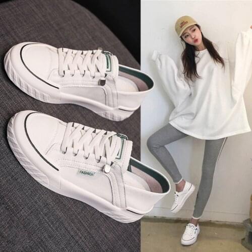 Leather two wearing womens 2021 spring and autumn new 100 flat net red thin casual board shoes women