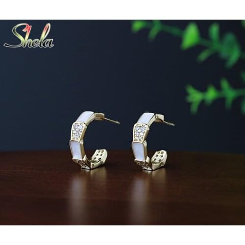 Circle Round C Earrings For Women Zircon Rhinestone White Fashion Jewelry Accessories Pendant Wholesale S925 Pins