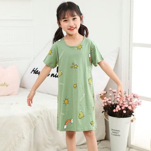 Summer Baby Kids Nightgowns Short Sleeve Cartoon Pajamas Children Nightdress Unicorn Sleepwear Nightgown For Girl Home Pyjamas