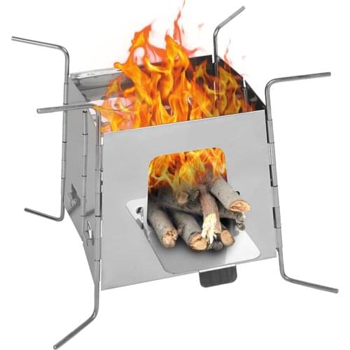 Mini Wood Burning Stove with Storage Bag Portable Stainless Steel Stove for Outdoor Camping Backpacking Picnic BBQ Hiking