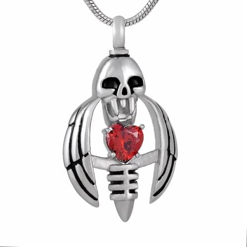 MJD9793 Skull Cremation Jewelry Brithstone Urn Pendant Memorial Jewelry for Ashes Keepsake Gift with Funnel