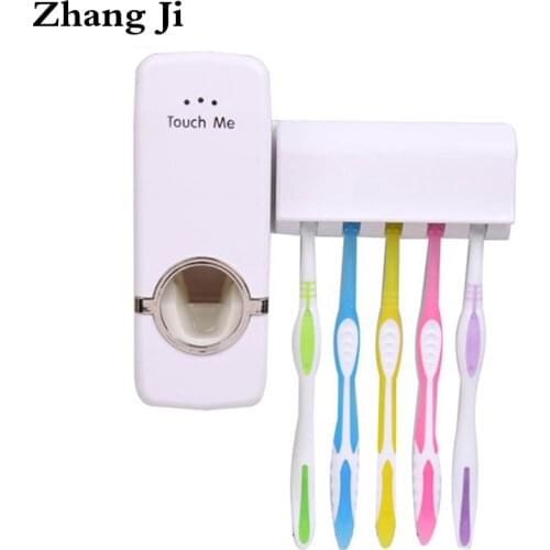 Bathroom Multi-function Toothbrush Holder & Automatic Toothpaste Dispenser Set 5 Slots Toothbrush Stand Home Wall Mounted Holder