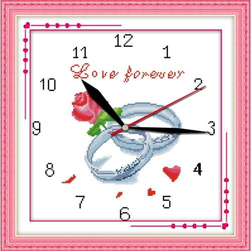 Happy forever cross stitch kit 14ct 11ct count print canvas wall clock stitching embroidery DIY handmade needlework