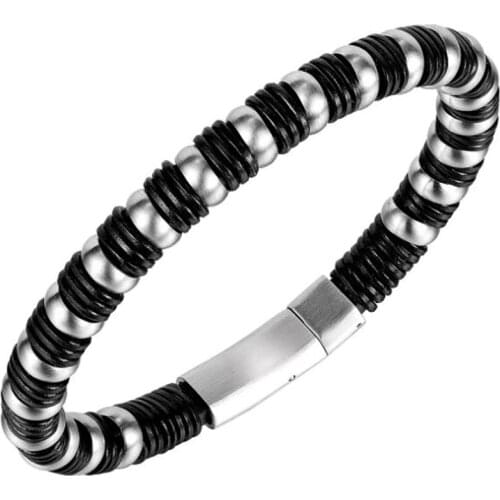 Stainless Steel Vintage Weave Woven Vintage Men Punk Rcok Bracelet Bangle Jewelry Gift Best Boyfriend Gift with Magnetic Clasp