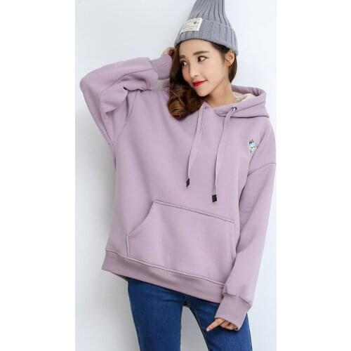 New Fashion Autumn Women Hooded Sweatshirt Lambs Velvet Long Sleeve Hoodies Ladies Winter Tops Sweatershirts LWL493