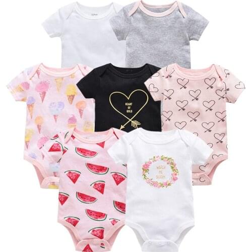Baby Girl Clothes Newborn Bodysuit 7pcs/lot Short Sleeve Jumpsuit Infant Girl Summer Lovely Clothing