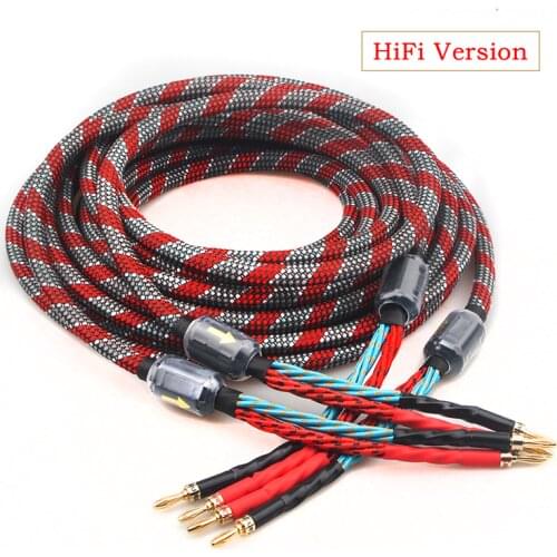Pair Audiophile Oxygen-Free Copper OFC Audio Speaker Amplifier Banana Plug Cable for Amplifier CD Player