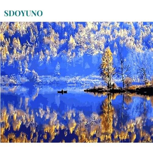 SDOYUNO Scenery Oil Paint By Numbers DIY 60x75cm Painting By Numbers On Canvas Frame Landscape Hand Painting Decor Wall Art