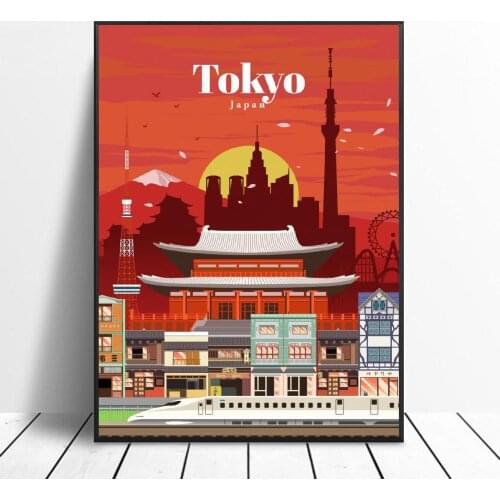 Visit Tokyo Canvas Travel poster Wall Art Pictures for Living Room Home Decor No Frame