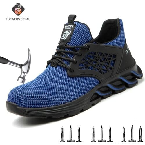 Puncture-Resistant Steel Work Shoes Men Safety Shoes Black Mesh Wear Resistant Cloth Wear Resistant Mens Work Shoes Boots
