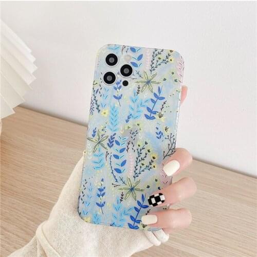 Retro Plant art Shockproof Phone Case For iPhone 12 11 Pro Xs Max X Xr 7 8 Plus Lens Protection Case korean fashion Back Cover
