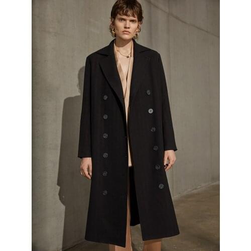 Early Spring Light Formal Dress Minimalist Design Temperament Long Suit Womens Windbreaker Over the Knee Medium Length 2021