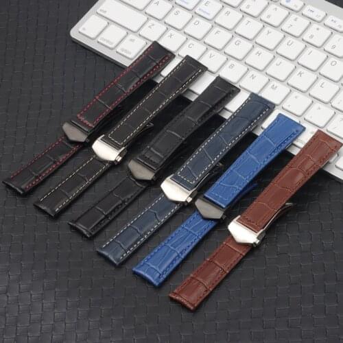 20mm 22mm Genuine leather watchband For TAG for HEUER Strap Series Men Top brand Quality Band Soft WatchBand Wrist Bracelet