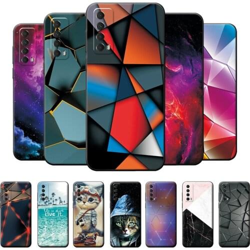 Luxury Black Case For Huawei P Smart 2021 Psmart 2021 Colorful Marble Soft Back Cover For Huawei P Smart 2021 Phone Cases 6.67