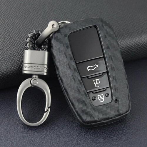 Retail Carbon Fiber Key Fob Chain Cover For Toyota Camry CHR Avalon RAV4 Cover Case keychain Wholesale Dropshipping