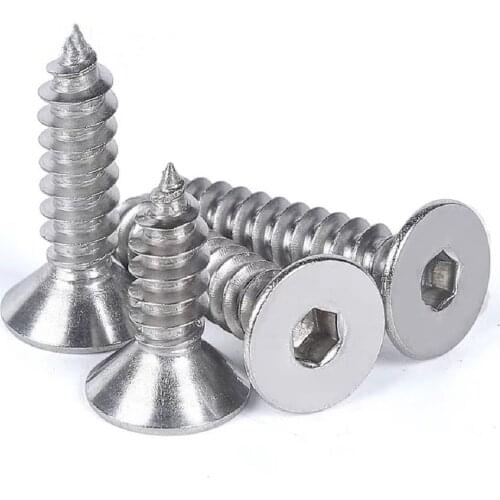 50pcs/lot M3 M4 M5 M6 Countersunk Head Hexagonal Self Tapping Screw Flat Head Screws 304 Stainless Steel SS27