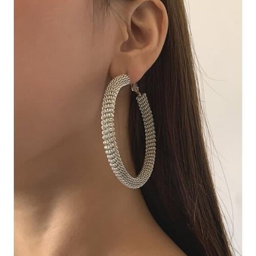 New Trendy Jewelry Geometric Hoop Earrings 2021 New Design Hot Selling Big Metal Earrings for Girl Fine Accessories Wedding Gift