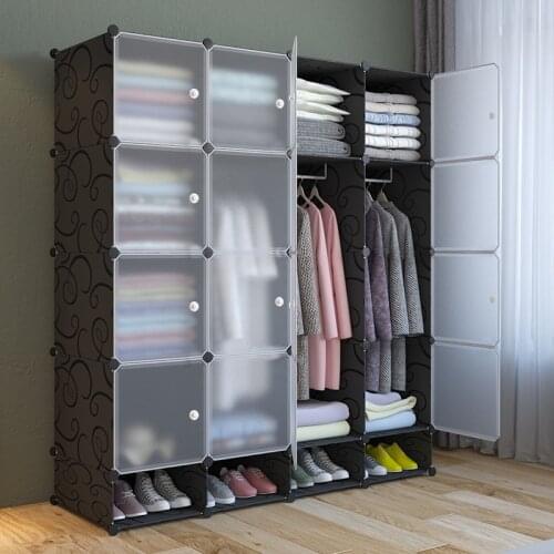 Simple Wardrobe Fabric Folding Clothes Storage Cabinet DIY Assembly Reinforced Frame Bedroom Organizer Home Dorm Clothing Closet