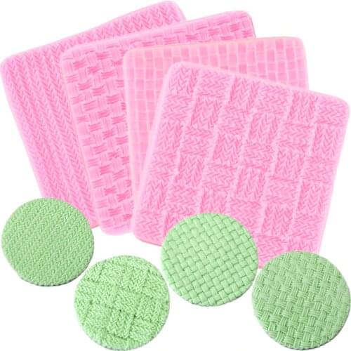 Knitting Wool Lace Pattern Fondant Silicone Molds Knit Printing Pad Texture Template Cake Decorating Kitchen Baking Tools