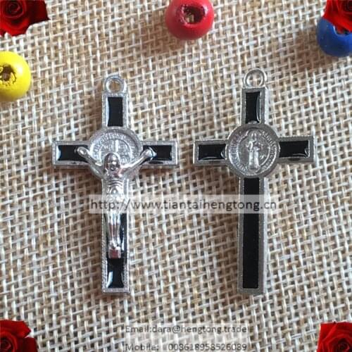 Thick 40pcs/pack one hole alloy rosary cross,rosary crucifix,religious alloy cross,St. Benedict Crucifix special offer