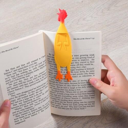 TUTU 2pcs/lot Screaming Chicken Bookmarks Creative Silicone Bookmark Funny Original Bookmarks Gifts H0351