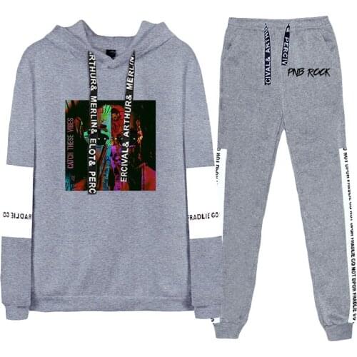 WAWNI Pnb Rock Hoodie Unique 2 Piece Set Hip Hop Pullover Pants Hip Hop Clothes Men Womens Suit Fashion Sweatshirt Pants Sets