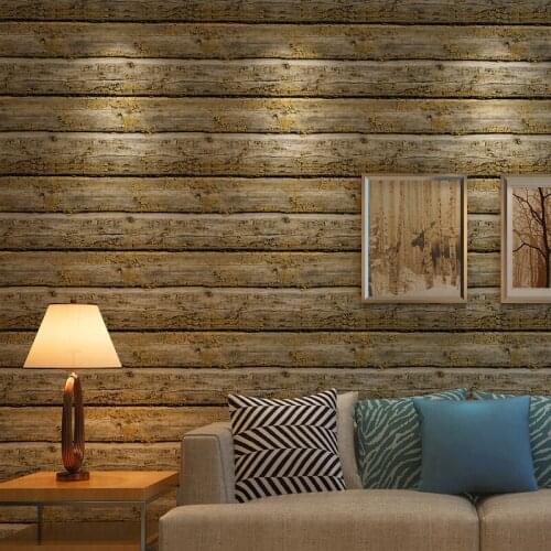 Vintage Wall Papers 3D Embossed Imitation Wood Non-Woven Wallpaper Living Room TV Sofa Bedroom Background Wall Home Decor Tapety