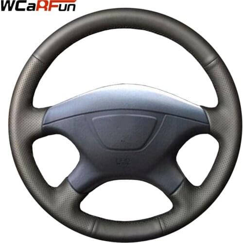WCaRFun DIY Black Artificial Leather Auto Car Steering Wheel Cover for Mitsubishi Pajero Sport 2004