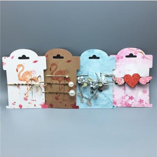 Various Styles Design 50pcs 11x8cm Hairpin DIY Handmade Jewelry Display Card With OPP Packing Bags Fashion Hair Clip Card