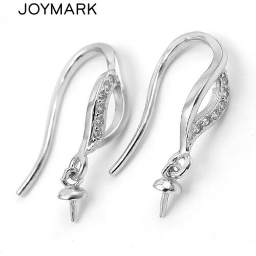 5 pairs 925 Sterling Silver Zircon Stones Ear Wire Hooks Earring Findings Clasp Accessories For DIY Jewelry Making SEA-EH007