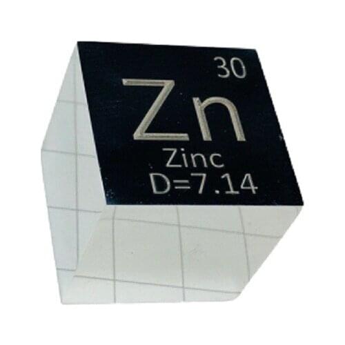 Mirror polished Zinc Zn Cube 1 inch Periodic Table Format High Purity 99.995