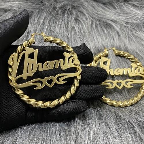 Nameplate Bamboo Earrings 2 Colors Customized Bamboo Earrings Custom Name Earrings For Friends