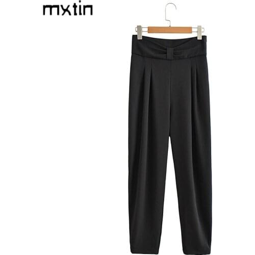 Vintage Stylish Black Harem Pants Women 2021 Fashion Zipper Fly Full Length Casual Style Pantalones De Mujer