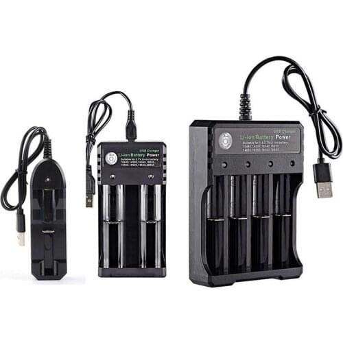 1 2 4 Slots 3.7V 18650 14500 USB Lithium-ion Battery Power Charger Independent Charging AA 1.5v 18350 16340 Battery adapter s1