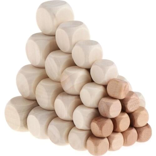 10pcs 6 Sided Blank Wood Dice Party Family DIY Games Printing Engraving Kid Toys Dropshipping