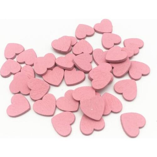 100pcs 11x12mm Pink Wood Hearts Chips Slices Confetti Crafts for Wedding Party Ornaments Table Scatter Decorations