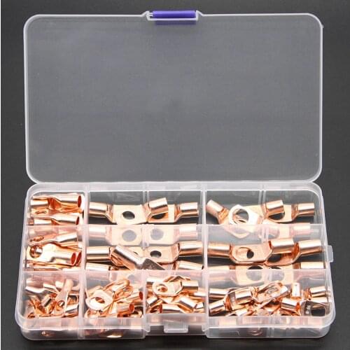 100PCS Electrical Wire Crimp Terminals SC Tinned Bare Copper Lug Ring Wire Connectors Kit Assortment