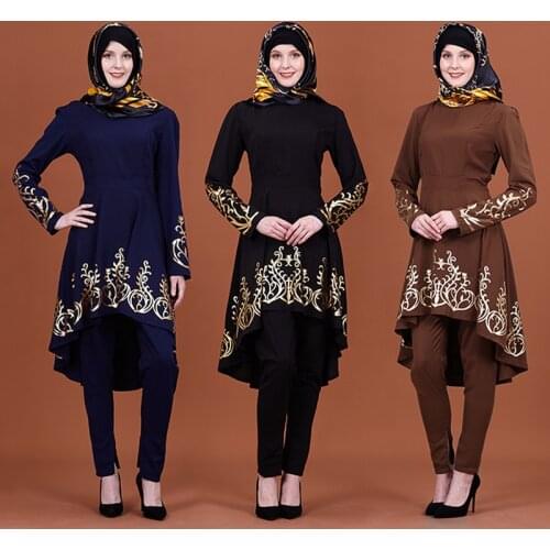 2020 Muslim Dress Women Islamic Clothing Moroccan Kaftan Hot Stamping Fashion Abayas Robe Dubai Abaya Turkish Clothes New