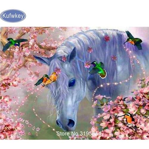 5d DIY Diamond Painting horse and birds cross stitch Pattern Full square Handmade Diamond Embroidery 3d picture home Decorative