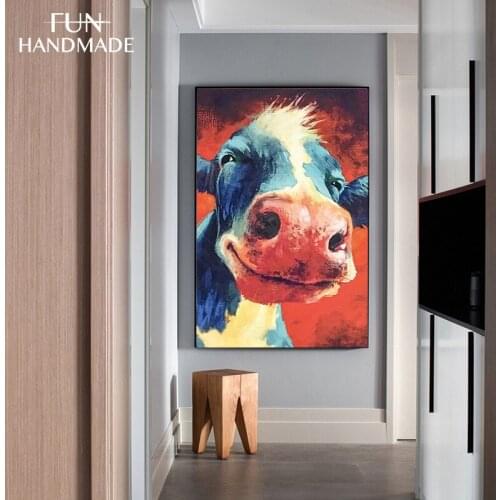 5D DIY Round Diamond Painting Colorful Caw Cattle With Feather Embroidery Cross Stitch Rhinestone Painting Christmas Wall Decor