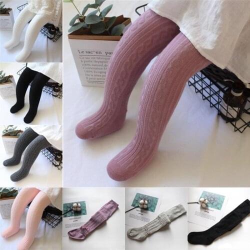 2020 Spring and Autumn New Knitted Babys Tights Baby Linen Twist Childrens Socks Girls Pantyhose Bottom Toddler